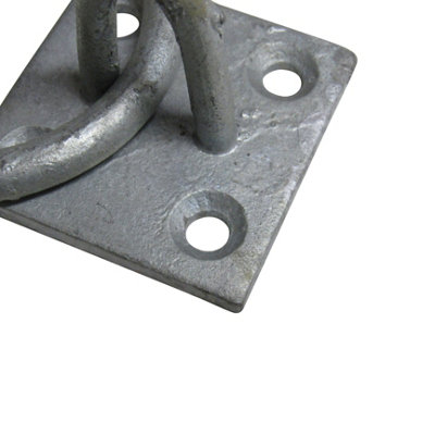 Ring On Plate Tie Rings -Galvanised Pack of 4 (Horse Tether Rope Stable)