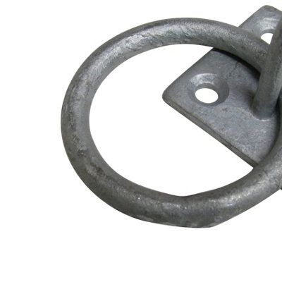 Ring On Plate Tie Rings -Galvanised Pack of 4 (Horse Tether Rope Stable)