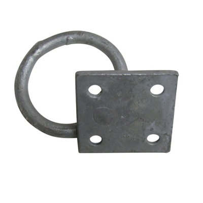 Ring On Plate Tie Rings -Galvanised Pack of 4 (Horse Tether Rope Stable)