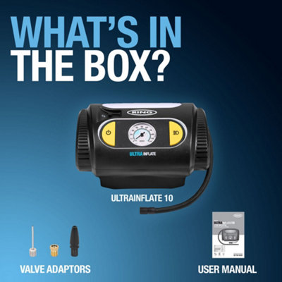 Ring Ultra Inflate 10 Tyre Inflator 12V Car Air Compressor Analogue ...