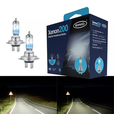 Ring Xenon 200 H7 Head Light Bulbs Performance Headlamp +200% Brighter Pair