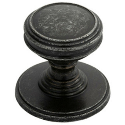 Ringed Tiered Cupboard Door Knob 25mm Diameter Pewter Cabinet Handle