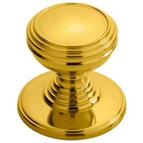 Ringed Tiered Cupboard Door Knob 30mm Diameter Polished Brass Cabinet Handle