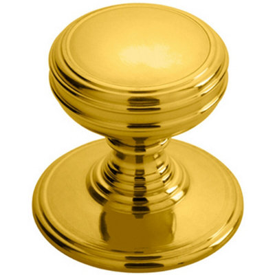 Ringed Tiered Cupboard Door Knob 38mm Diameter Polished Brass