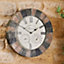 Ringstone Wall Clock & Thermometer - Weather Resistant Quartz Clock with Roman Numerals, Humidity & Temperature Dials - 34cm Dia