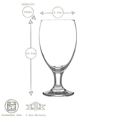 Rink Drink Classic Craft Cider Glasses - 590ml - Clear - Pack of 4