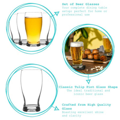Rink Drink - Classic Pint Beverage Glasses - 580ml - Pack of 4
