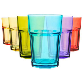 Rink Drink - Coloured Highball Glasses - 365ml - 6 Colours - Pack of 6
