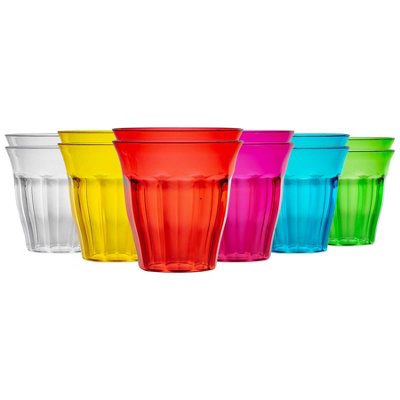 Rink Drink - Coloured Plastic Tumblers - 250ml - 6 Colours - Pack of 12