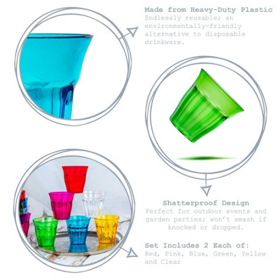 Rink Drink - Coloured Plastic Tumblers - 250ml - 6 Colours - Pack of 12