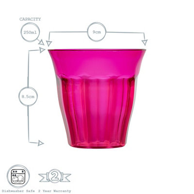 Rink Drink - Coloured Plastic Tumblers - 250ml - 6 Colours - Pack of 12