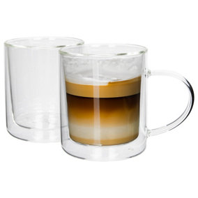 Rink Drink Double-Walled Glass Mugs Set - 360ml - Pack of 2