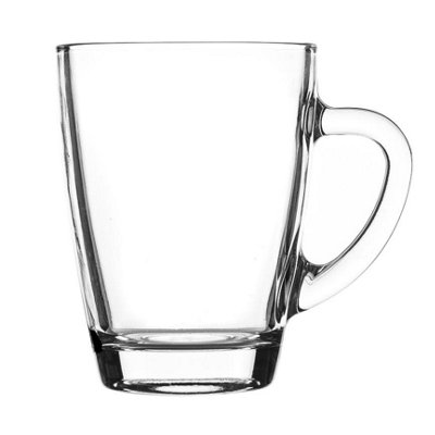 Rink Drink - Glass Coffee Cups with Handle - 300ml - Pack of 6