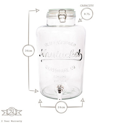 Glass Drinks Dispenser, Barrel Shaped Drinks Dispenser 1 L