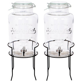 Rink Drink Glass Drinks Dispensers with Tap and Black Stand - 6.5L - Pack of 2