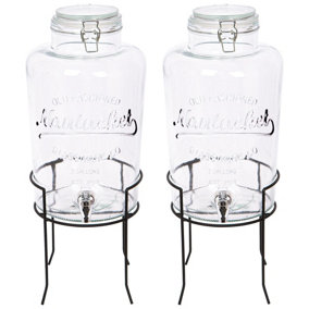 Rink Drink Glass Drinks Dispensers with Tap and Black Stand - 8.7L - Pack of 2