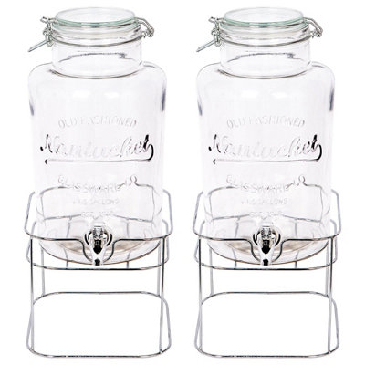 Rink Drink Glass Drinks Dispensers with Tap and Chrome Stand - 6.5L - Pack of 2