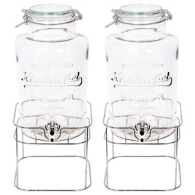 Rink Drink Glass Drinks Dispensers with Tap and Chrome Stand - 6.5L - Pack of 2