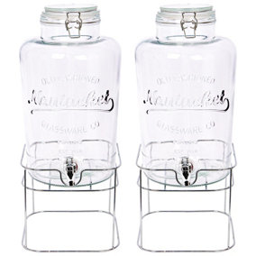 Rink Drink Glass Drinks Dispensers with Tap and Chrome Stand - 8.7L - Pack of 2