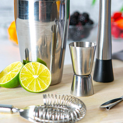 Rink Drink - Manhattan Cocktail Shaker Set - Silver - 5pc - 7