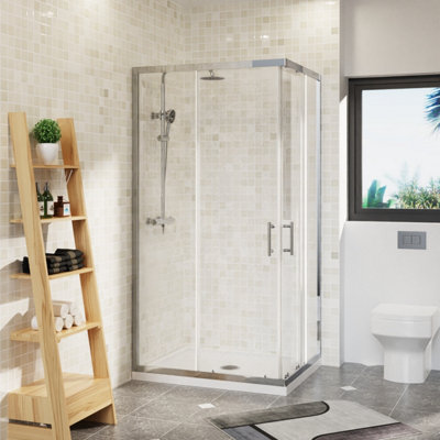 Rinse 1000x800mm Two Sliding Doors Shower Enclosure 6mm Easy Clean Glass Bathroom Shower Cubicle Chrome