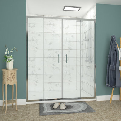 Rinse 1600x1900mm Sliding Double Shower Enclosure for Wetroom Cubicle 6mm Easy Clean Glass Shower Screen Door Chrome