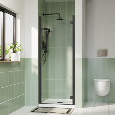 Aquariss 900mm Hinged Shower Enclosure Door With Stainless Steel - View #5