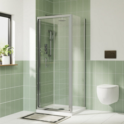 Rinse 700x700mm Bifold Shower Enclosures 6mm Clean Shower Door Folding Shower Screen with Side Panel Chrome Price Comparisons | Compare The Build
