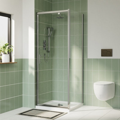 Rinse 700x700mm Pivot Shower Door Enclosure Reversible Screen+Side Panel 6mm Shower Glass Clean Square Door Chrome Frame Price Comparisons | Compare The Build