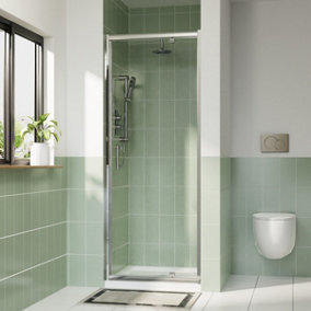 Rinse 760mm Chrome Pivot Alloy Hinge Shower Door Enclosure 6mm Clear Clean Glass Screen Cubicle Reversible