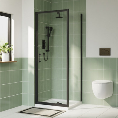 Rinse 760x800mm Pivot Shower Door Enclosure Reversible Screen+Side Panel 6mm Shower Glass Clean Rectangular Door Matte Black Frame Price Comparisons | Compare The Build