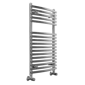 Rinse 800 x 500mm Curved Chrome Designer Heated Towel Rail