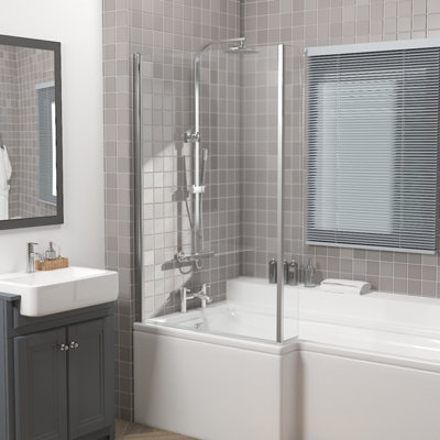 Rinse 800x1400mm Pivot Double Panel Over Bath Shower Screen Door 6mm Easy Clean Glass Shelves Door Panel Chrome