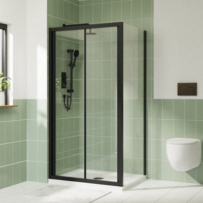 Rinse 900x800mm Bifold Shower Enclosures 6mm Clean Shower Door Folding Shower Screen with Side Panel Black Price Comparisons | Compare The Build