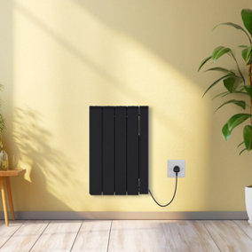 Rinse Bathrooms 1000W Electric Ceramic Radiator Smart WIFI Connection, 4 Fins Portable Electric Heater, Daily & Weekly Timer Black