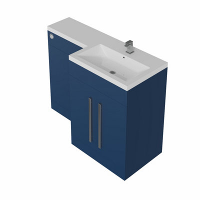 Rinse Bathrooms 1100mm RH Basin L Shape Matte Blue Vanity Sink Unit ...