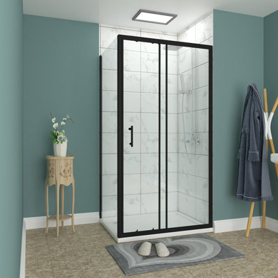 Rinse Bathrooms 1100x1000mm Sliding Shower Enclosure 6mm Easy Clean ...