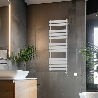 Rinse Bathrooms 1200x500mm Chrome Flat Panel Electric Heated Towel Rail ...