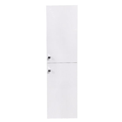 Rinse Bathrooms 1400mm Wall Mounted Tall Bathroom Cabinet 2 Doors Soft Close Bathroom Furniture Storage Cupboard Gloss White