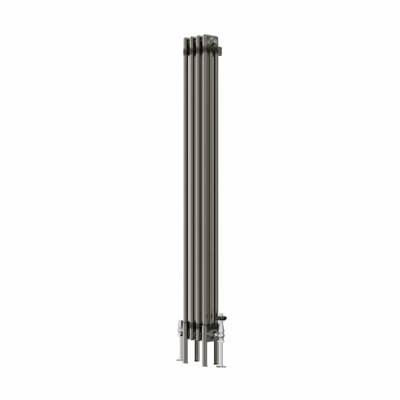 Rinse Bathrooms 1500x202mm Raw Metal Vertical 3 Column Radiator Traditional Cast Iron Style Bathroom Radiator Central Heating