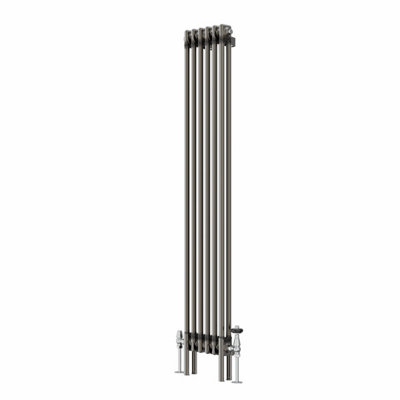 Rinse Bathrooms 1500x290mm Raw Metal Vertical Column Radiator Double Traditional Cast Iron Style Bathroom Radiator