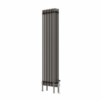Rinse Bathrooms 1500x380mm Raw Metal Vertical 4 Column Radiator Traditional Cast Iron Style Bathroom Radiator Central Heating