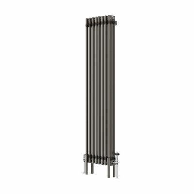Rinse Bathrooms 1500x382mm Raw Metal Vertical 3 Column Radiator Traditional Cast Iron Style Bathroom Radiator Central Heating