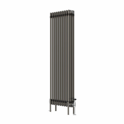 Rinse Bathrooms 1500x470mm Raw Metal Vertical 4 Column Radiator Traditional Cast Iron Style Bathroom Radiator Central Heating