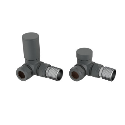 Rinse Bathrooms 15mm Round Head Corner Radiator Valves Angled Towel Rail Valve + Lockshield Valve Anthracite