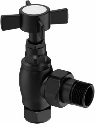 Rinse Bathrooms 15mm Traditional Black Angled Bathroom Radiator Valves Towel Rail Valves Pair for Central Heating