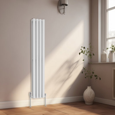 Rinse Bathrooms 1600 x 270mm White Vertical Designer Radiator Rad Double Column Radiator Rad Rectangular Flat Panel