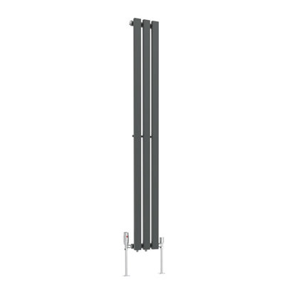 Rinse Bathrooms 1600x200mm Vertical Column Designer Radiator Anthracite Rectangular Single Flat Panel Tall Upright Radiator