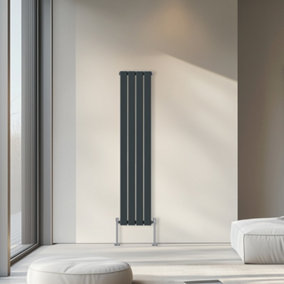 Rinse Bathrooms 1600x272mm Vertical Column Designer Radiator Anthracite Single Flat Panel Radiators
