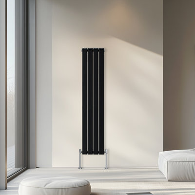 Rinse Bathrooms 1600x272mm Vertical Column Designer Radiator Black Double Flat Panel Radiators